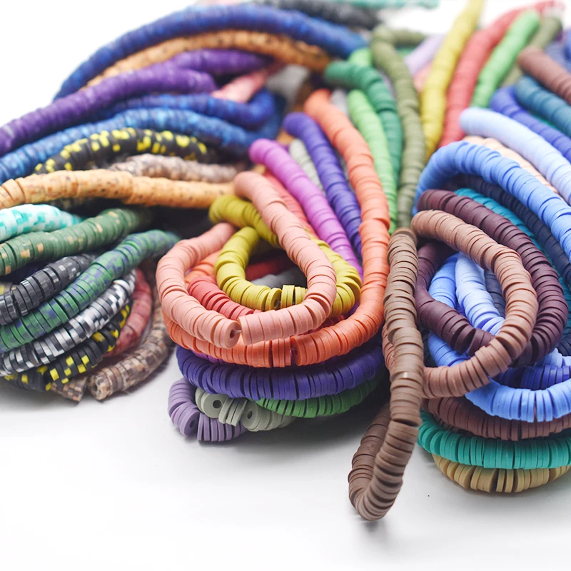 Winter color 350Pcs/Lot 6mm Flat Round Polymer Clay Beads Chip Disk Loose Spacer Beads For Jewelry Making DIY Design Bracelet