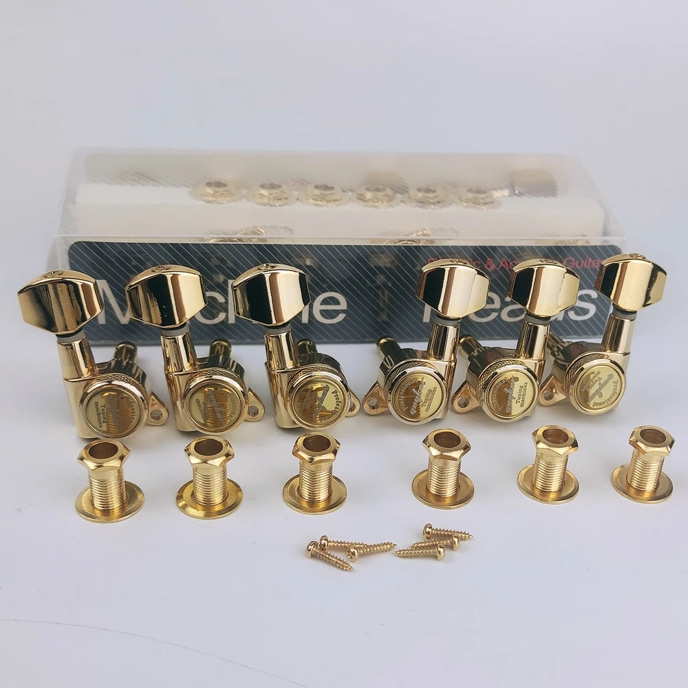 Guyker Guitar Locking Tuners-1:18 Lock String Tuning Key Pegs Machine Head Replacement for ST TL SG LP- Antique Golden