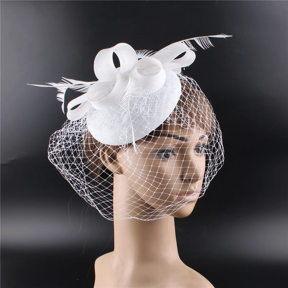 Mingli Tengda Bride Headwear Small Formal Wedding Hat Cheongsam Hair Decorate Hat Cover Face Veil Ornaments Mariage Accessories