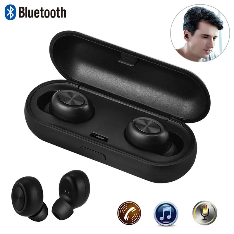 Earphones Mini Stereo Noise Cancelling Headphone Handsfree Sport Gaming Driving Headset Earbuds with Charging Box