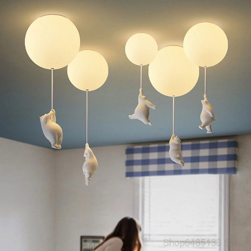 Modern Balloon Bear Ceiling Lights Cartoon Ceiling Lamps children's Room Kids Bedroom Lamp Living Room Home Decor Light Fixtures