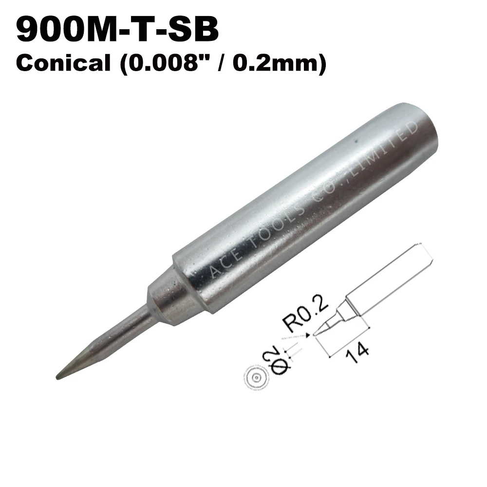 Punta de soldadura 900M-T-SB cónica 0,2mm para Hakko 936 907 Milwaukee M12SI-0 Radio Shack 64-053 Yihua 936 x-tronics 3020, broca de hierro