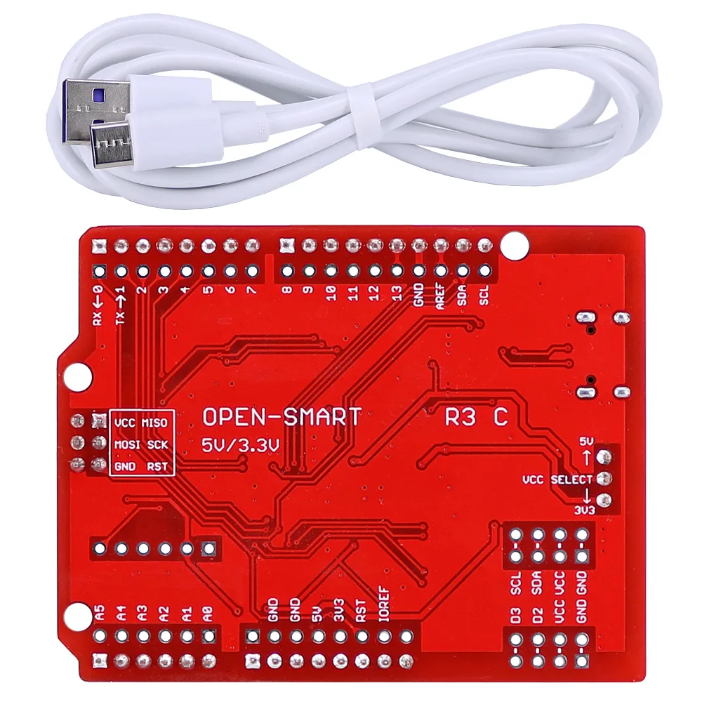 OPEN-SMART Type-C 5V / 3.3V ATMEGA328P Development DIY Board with Type C USB Cable Compatible for Arduino