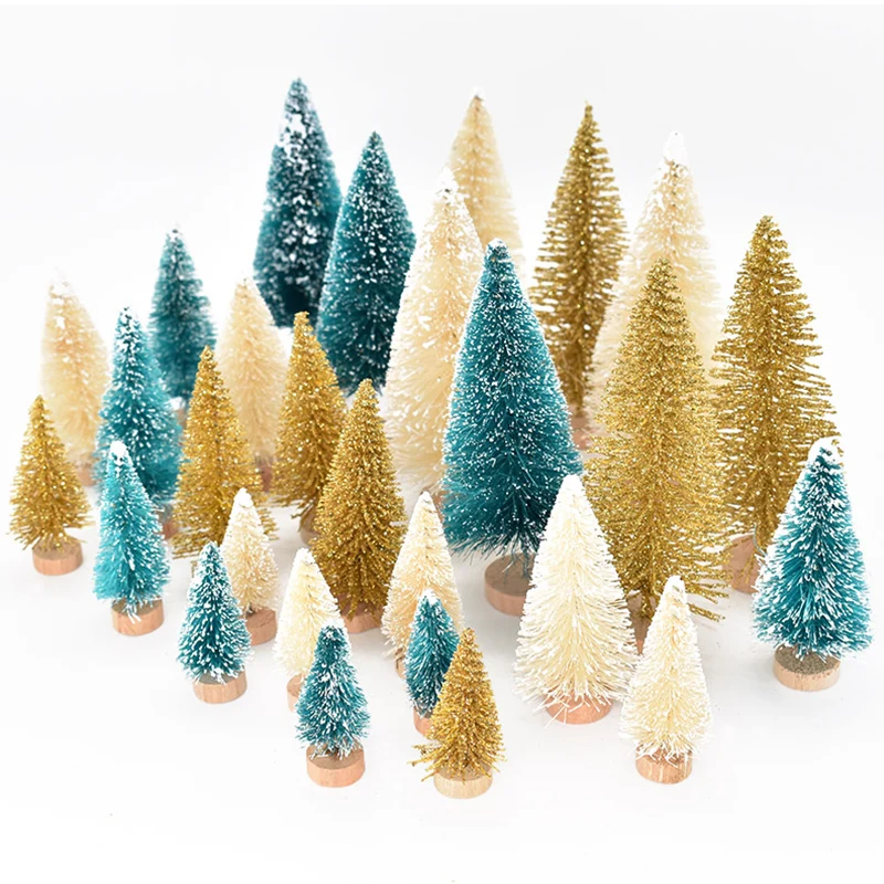 27Pcs/set Mini Christmas Tree Pine Tree Christmas Decorations For Home Navidad Xmas Ornament New Year Decor Kids Gift DIY Craft