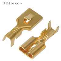 50/100/200/500 Piezas de Terminales de Crimpado Tipo Espada Hembra de Latón Dorado de 6.3 mm, Conector de Cable de Latón para Relé de Automóvil