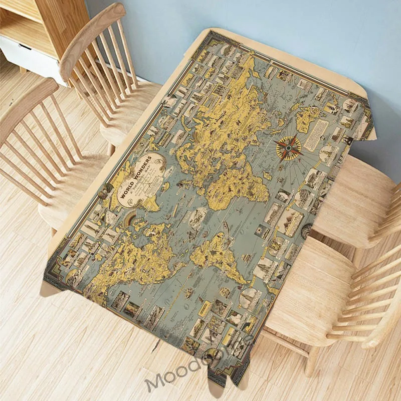 Funny Old Vintage Map City London Paris NewYork World Wonder Maps Home Decorative Tablecloth Waterproof Desk Cover Wall Tapestry