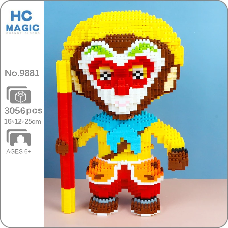 HC 9881 Journey to West Monkey King Monk Animal Hero Weapon 3D Model Mini Diamond Blocks Bricks Building Toy for Children no Box