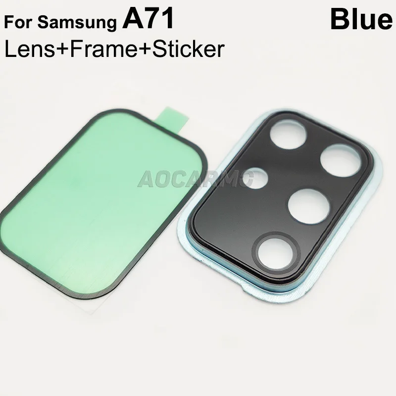 Aocarmo Back Rear Camera Lens Glass With Frame Holder Ring Adhesive Sticker For Samsung Galaxy A51 A71 SM-A7160 SM-A5160