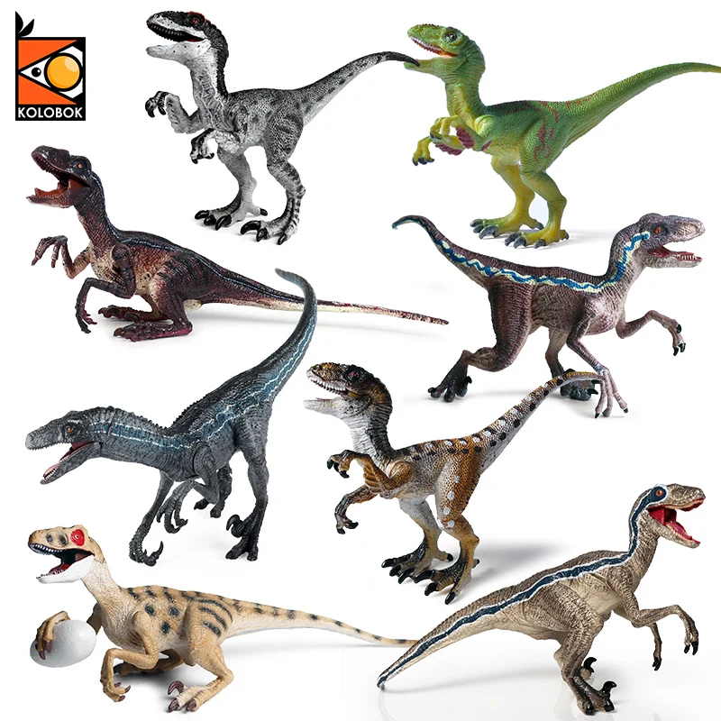 Kolobok Dinosaur World Action Figures Savage Jurassic Raptor Velociraptor Animal Model PVC Collection Cute Birthday Kid Gift Toy