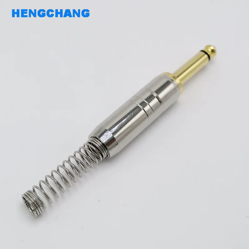 Mono 6.35 มม.เสียง 1/4 นิ้ว 6.35mm ปลั๊กฤดูใบไม้ผลิป้องกัน