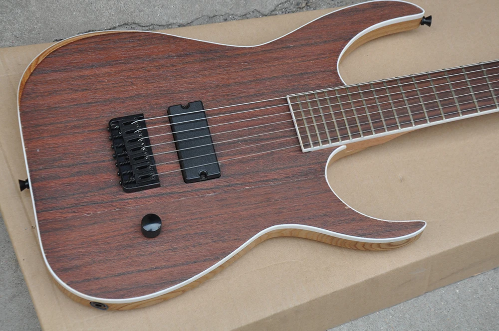 7 Strings Brown Electric Guitar with One Pickup,Elm Body,24 Frets,Rosewood Fretboard without Inlay