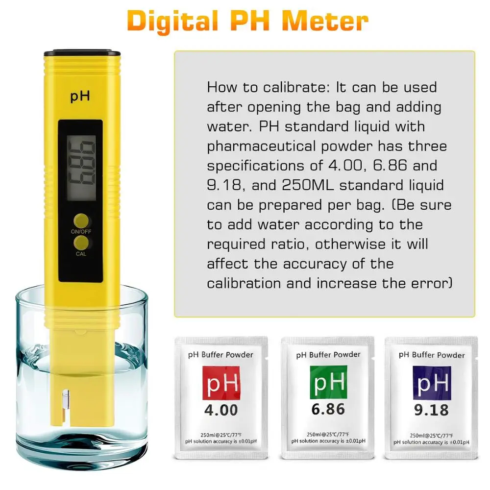 PH Meter 0.01 High Precision for Water Quality Tester with 0-14 Measurement Range Suitable Aquarium Swimming Pool