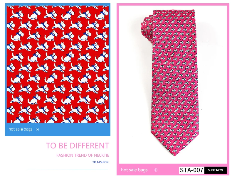 Schneider Smith Neue Mode Gedruckt Tier 100% Silk Krawatten Flamingo Hund Schafe Druck Männer Anzug Freizeit Muster Silk Krawatte Krawatte – Detail 15
