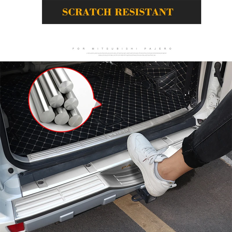 For Mitsubishi Pajero Stainless Steel Rearguard V97V93V73V87V98V95 Trunk Tailgate Guard Plate Trunk Threshold Modified Interior