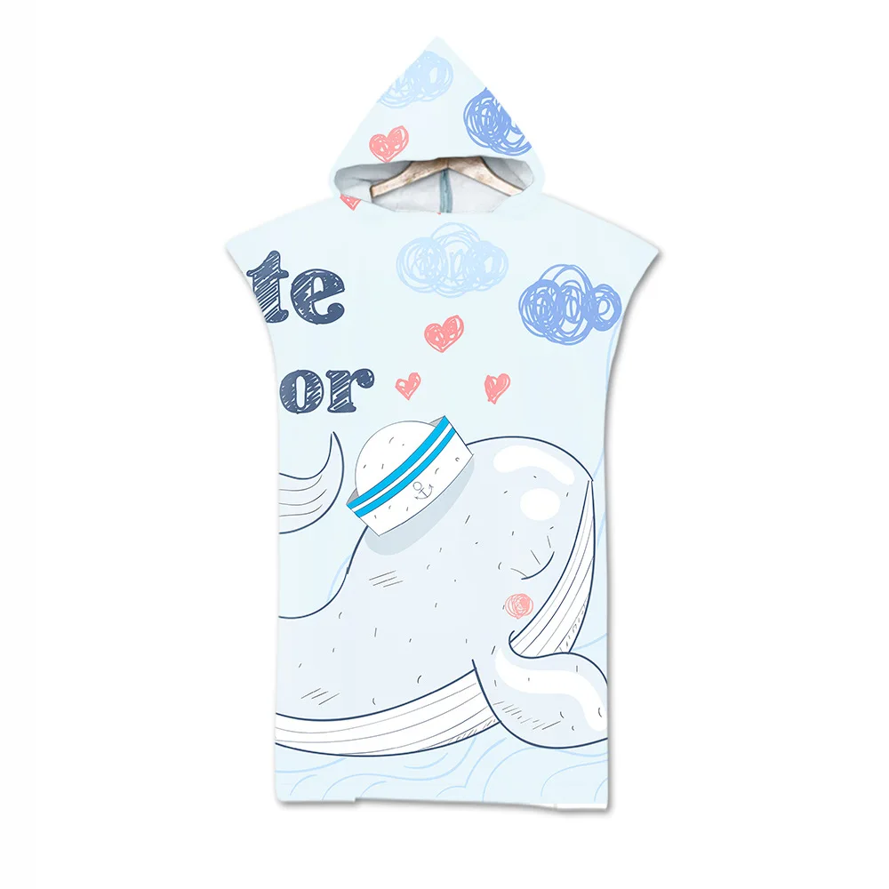 Customizable Cartoon Animals Adult Children Microfiber Quick Dry Beach Towel Hooded Bath Towel Swimming Changing Bathrobe Poncho