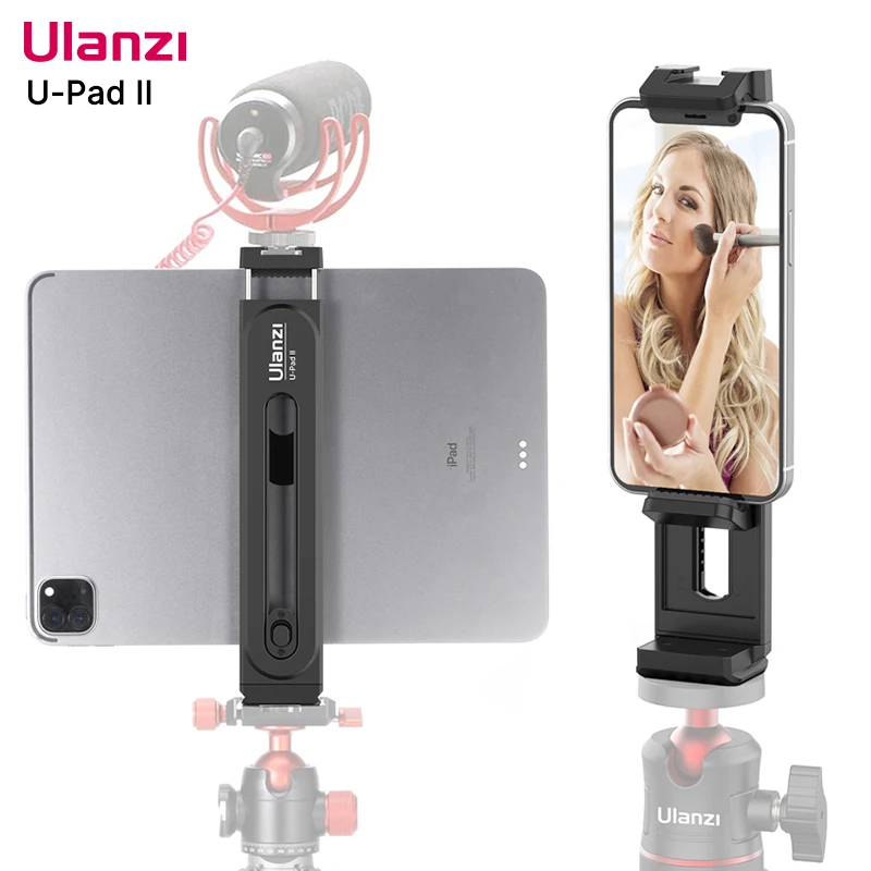 Ulanzi U-Pad II Universal Tablet Stand Clamp for iPad Smartphone Holder Tripod Mount With 1/4 Screw Cold Shoe for Mic LED