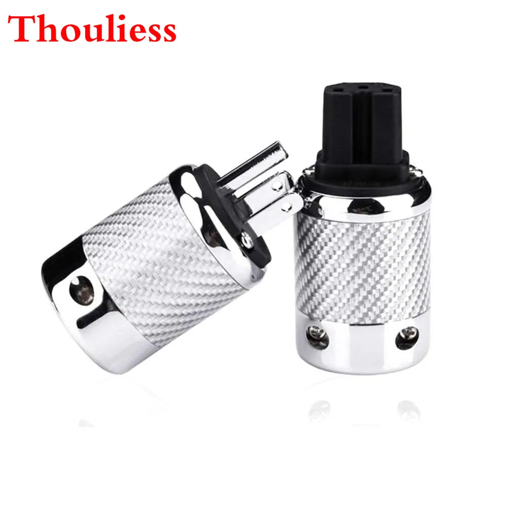 

Thouliess pair HIFI Carbon Fiber Rhodium Plated US Power ack Adapter Socket Plug IEC Female Connector for AC Power Cord Cable