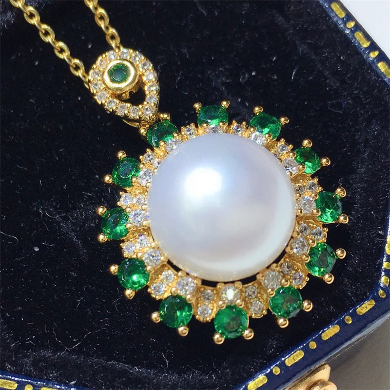 

HABITOO 10-11mm White Freshwater Pearl Pendant 18k filled Gold Cublic Zircon Necklace Gorgeous Jewelry for Women Charming Gifts