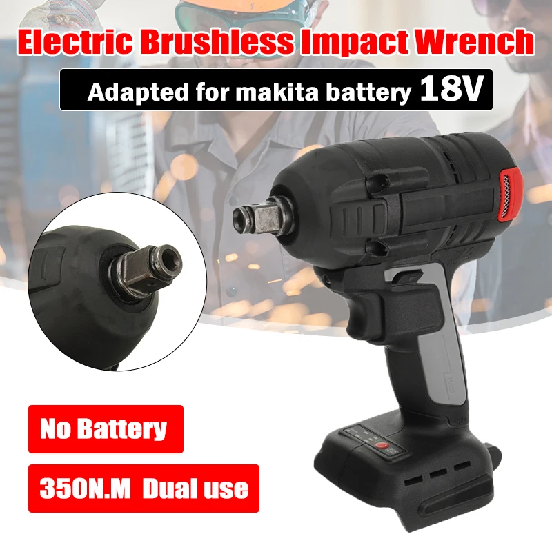 18V 350nm Electric Brushless Rechargeable Impact Wrench 1/2 Socket Wireless Wrench Electric Tool For Makita Battery