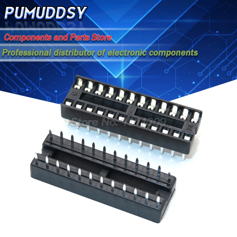 10PCS DIP-24 Square Hole 24 Pins 2.54MM DIP24 IC Sockets Adaptor Solder Type IC Connector