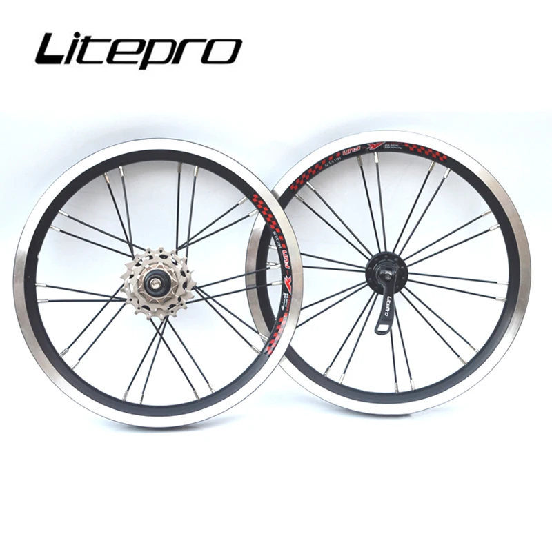 Litepro Folding Bicycle 412 Wheelset 14/16inch Outer 3 Shifter Wheelset Three Speed Bike Wheels Rim Folding Bike BMX Wheel Set