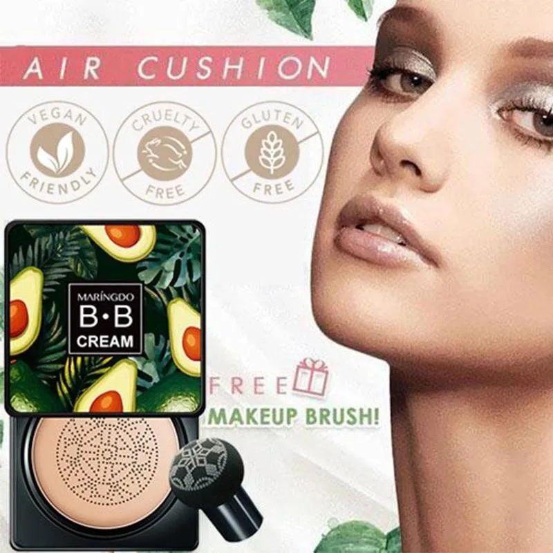 Avocado BB Cream Air Cushion Face Foundation Mushroom Waterproof 2021 Brighten Concealer Base Makeup New Head Cosmetic Whit X7I6