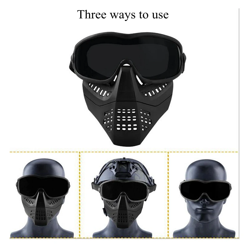 

Motorcycle Goggle Mask Tactical Paintball Glasses With Detachable Skiing Mask For Airsoft/CS/Snowmobile/Cycling/Halloween Mask