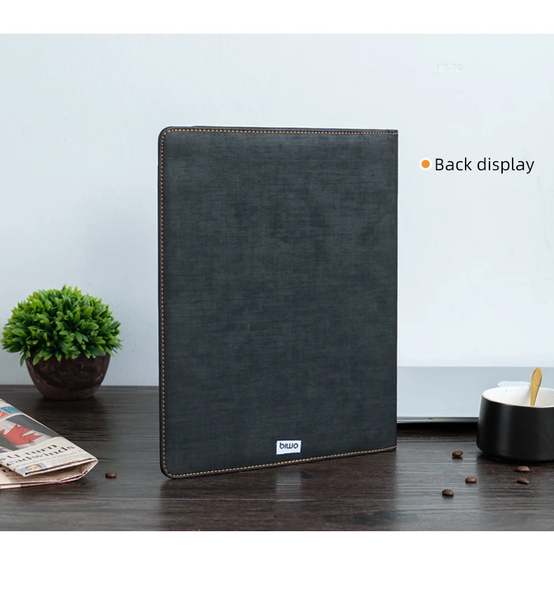 A4 Leather Small Document File Folder,Multifunction Office Supplies Manager Organizer Briefcase Padfolio Bags