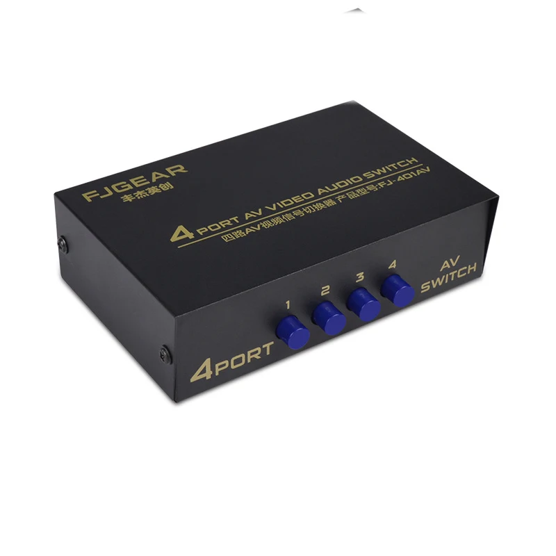 AV Switch Box 4 in 1 out AV Audio Video Signal Composite for HDTV LCD DVD 3 RCA Switcher 4 to 1 Selector