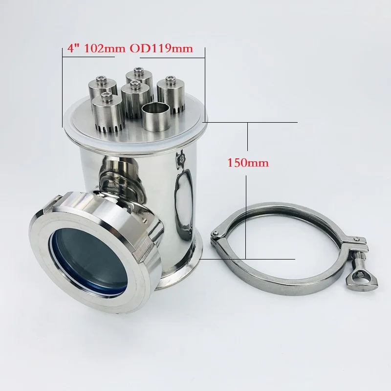 

4" Sight Glass Union Tri-Clamp Tee With Stainless Steel304 Bubble Plate Set Distillation Lens Column For HomeBrewing SS304