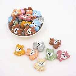 Chenkai 50PCS Baby Silicone Squirrel Beads Shower Teething Infant Baby Round Beads DIY Infant Pacifier Chain Necklace Making