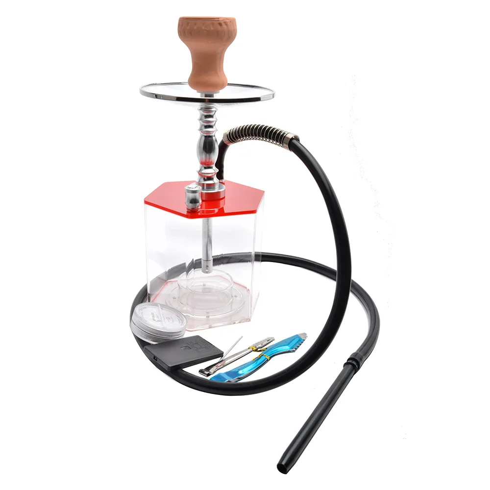 Arab Acrylic Hookah Set With LED KTV Shisha Pipe Accessories Waterpijp Nargile Acrylic Chicha Narguile Cachimba Smoking Sisha