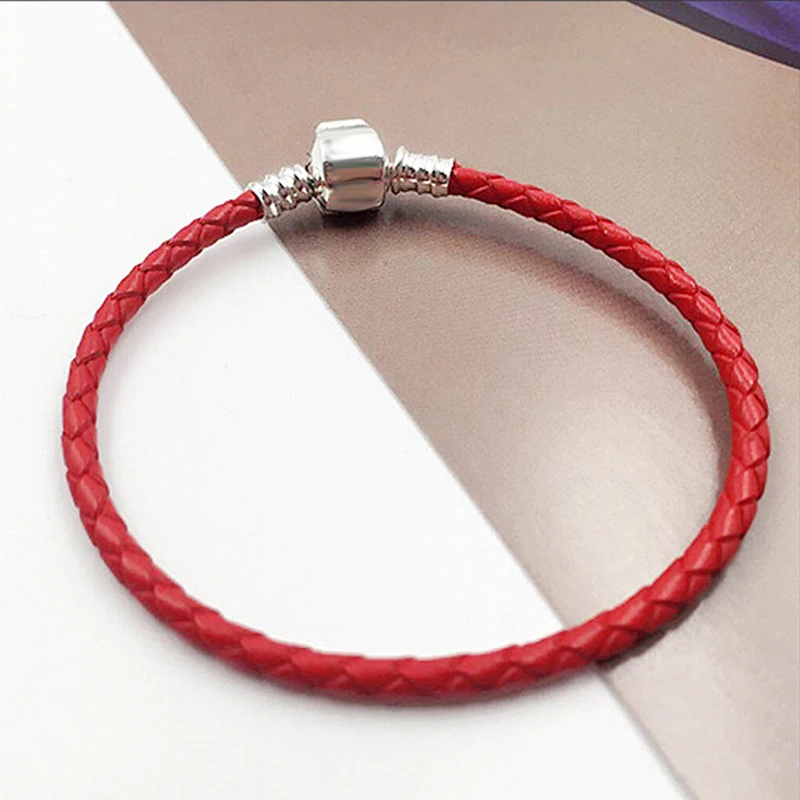 Fit Original Fashion Brand Pan Charms Bracelet for Women Genuine Leather Chain Basic Pulseras DIY Beads Fine Jewelry Accessories