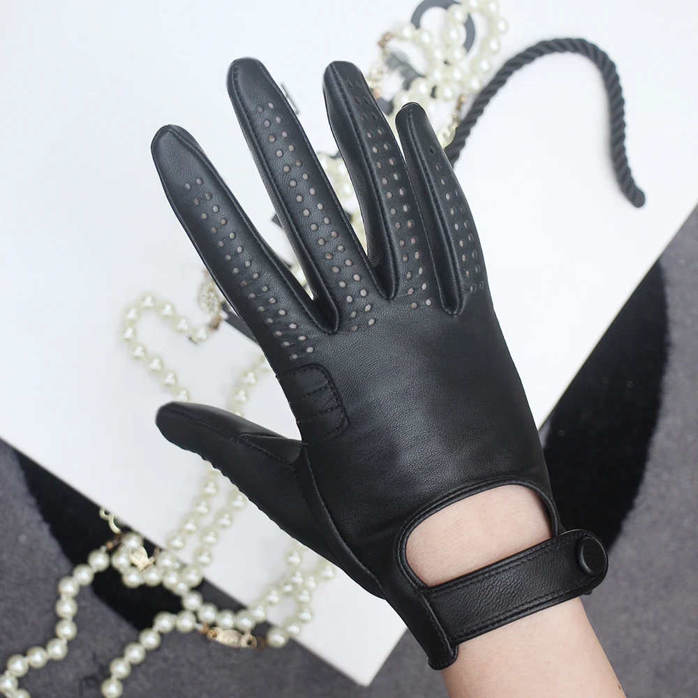 New Arrival Luxury Womens Genuine Leather Gloves Sheepskin Touchscree Fashion Breathable Men's Driving Gloves For Female Mittens