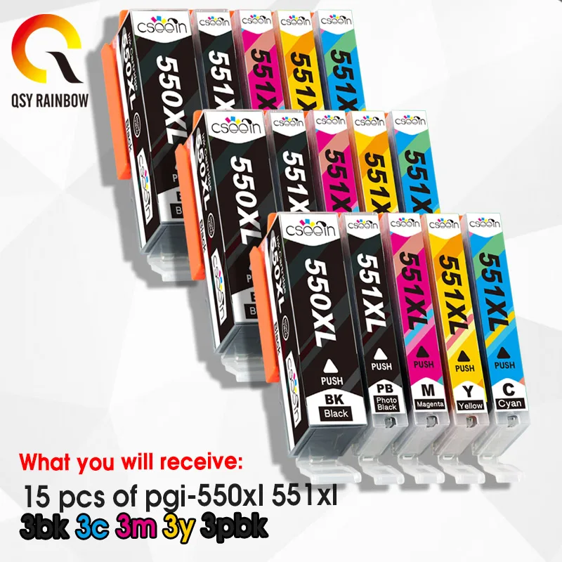 PGI550 CLI551 FOR Canon 10 XL Ink Cartridges PGI 550 CLI 551 for Pixma iP7250 MG5450 MG5550 MG5650 MG5655 MG6350 MG6450 MX925