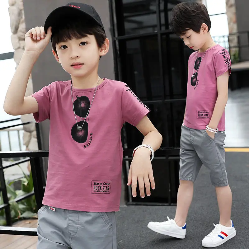 2025 summer Teenager Boys Clothes Casual Outfit Kids Tracksuit Child t shirt + shorts hot pant 4 5 6 7 8 9 10 12 11 13 14 Year