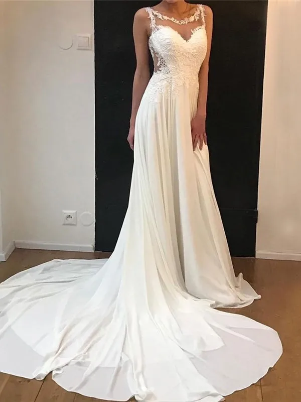 Customized New Beach Vestido De Noiva 2023 Wedding Dresses A-line Cap Sleeves Chiffon Lace Dubai Arabic Boho Bride Gown Bridal