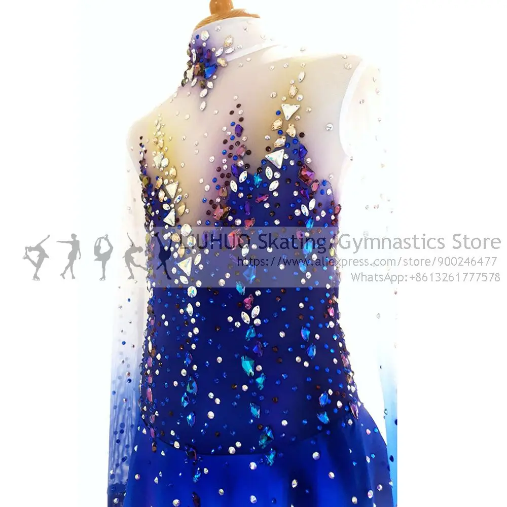 Figure Skating Dress Girls Competition Ice Skating Gradient Color Performance Rhythmic Gymnastics Dance Leotard Christmas Gifts