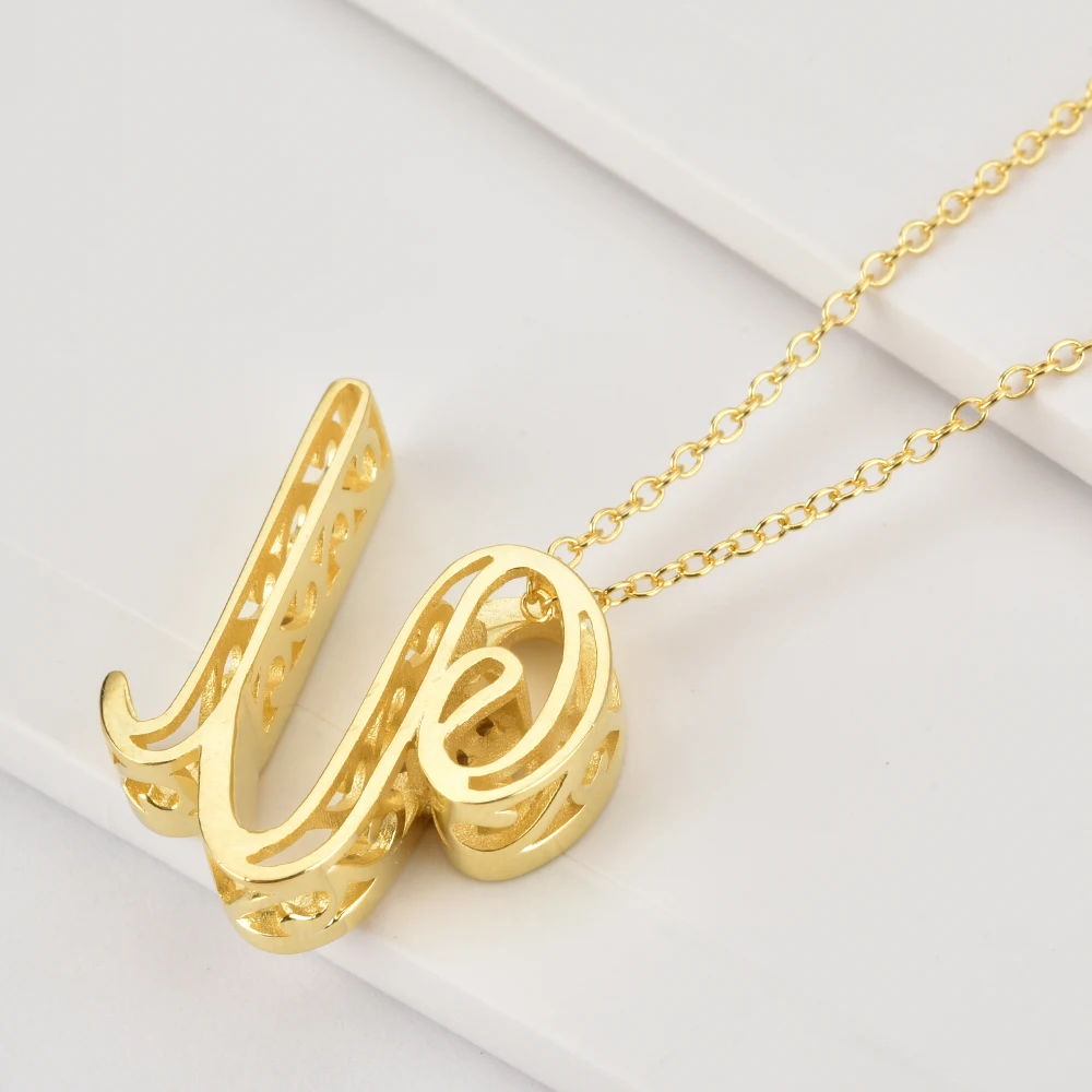 ANDYWEN 925 Sterling Silver Gold Long Chain Alphabet 26 Leter A W Pendant K H Initial Necklace Handmade Men Luxury Jewelry