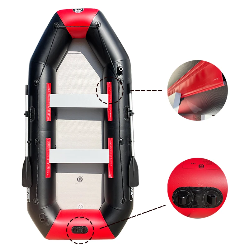 Solarmarine Barca da kayak gonfiabile da pesca per 4 persone 2.7 M PVC Kayak a remi portatile Canoa resistente all'usura con pavimento ad aria