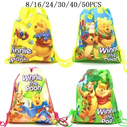 16/8/24/50PCS Winnie Pooh decorazione festa di compleanno bellissimi sacchetti regalo in tessuto Non tessuto con coulisse forniture di compleanno per bambini