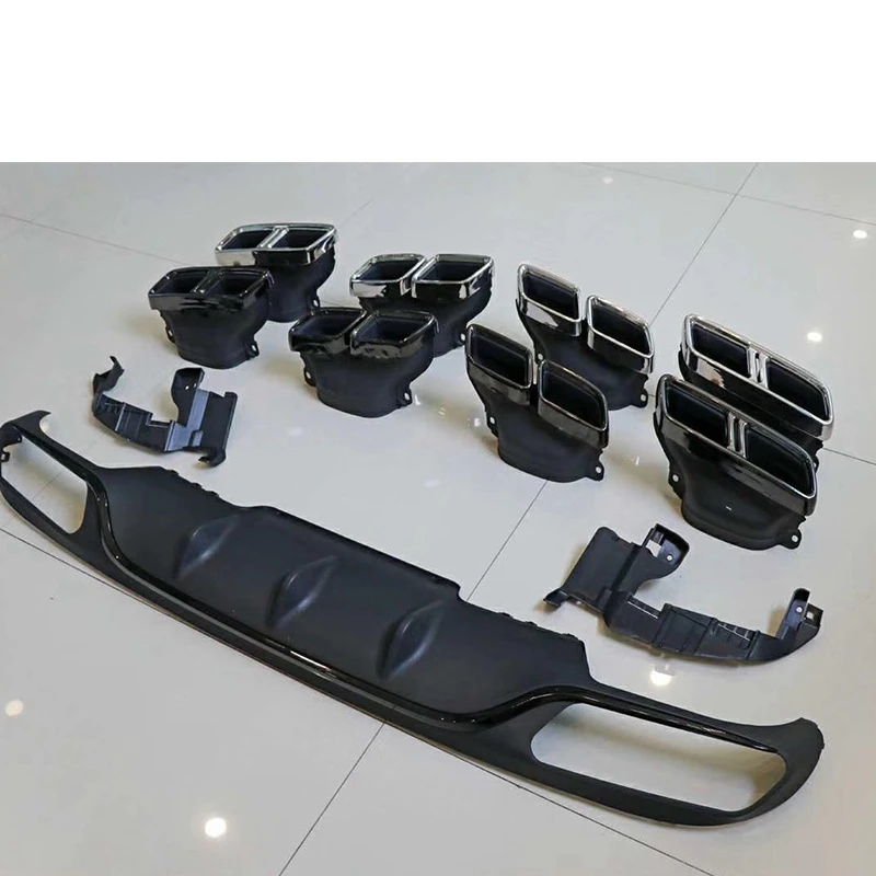 ABS Rear Bumper Lip Diffuser Spoiler with Exhaust Tips for Benz E Class W213 E200 E260 E300 2017-2019 E63 Style Diffuser - view 4