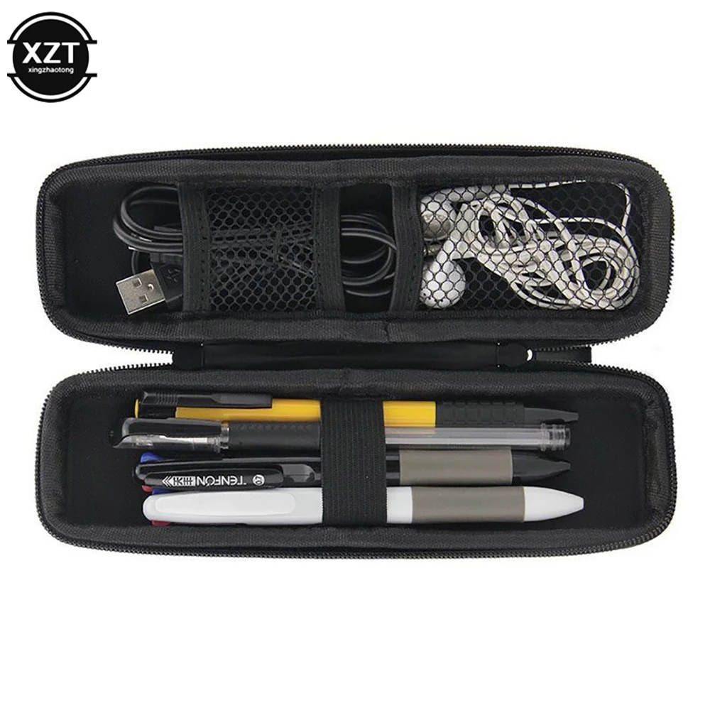 Black EVA Hard Shell Data Cable Storage Pen Case Protection Suitcase Bag Storage Container Pen Ballpoint Pen Stylus Pencil Case