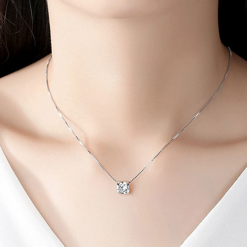 New Fashion 925 Sterling Silver Jewelry Exquisite Zircon Heart Pendant Necklaces Women&Girl Birthday Gift Collarbone Chain Neck