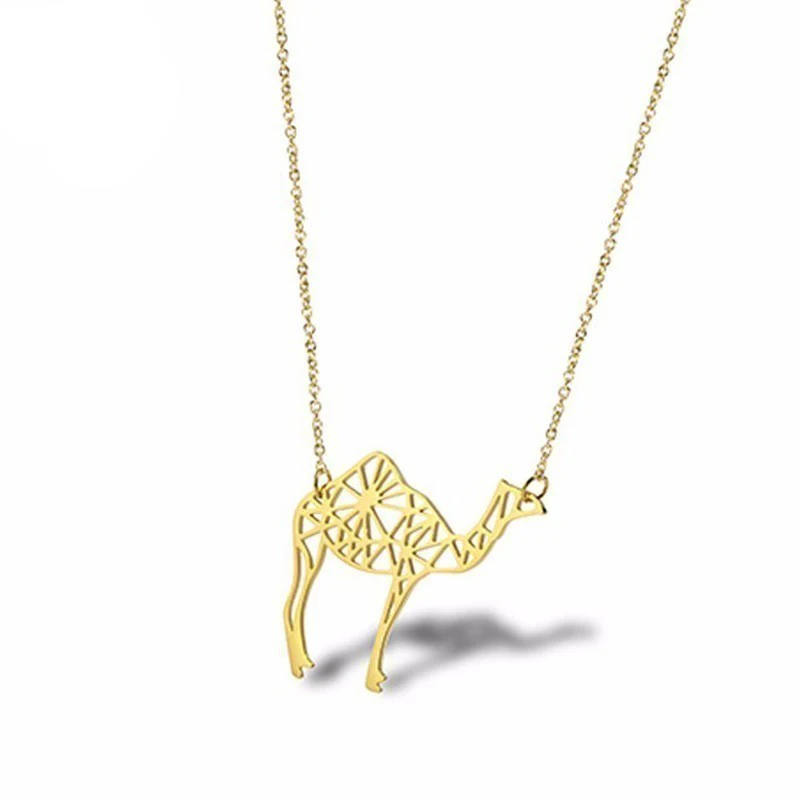 Fashion Stainless Steel Camel Animal Simple Silhouette Shaped Pendant Necklace Jewelry Desert Gift