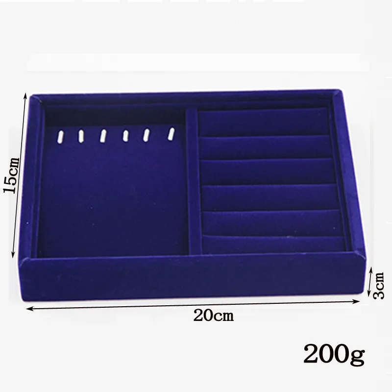 Caja organizadora de joyería, cajón de almacenamiento de 9 opciones, de terciopelo suave azul, para joyería, pendientes, collares, colgantes,