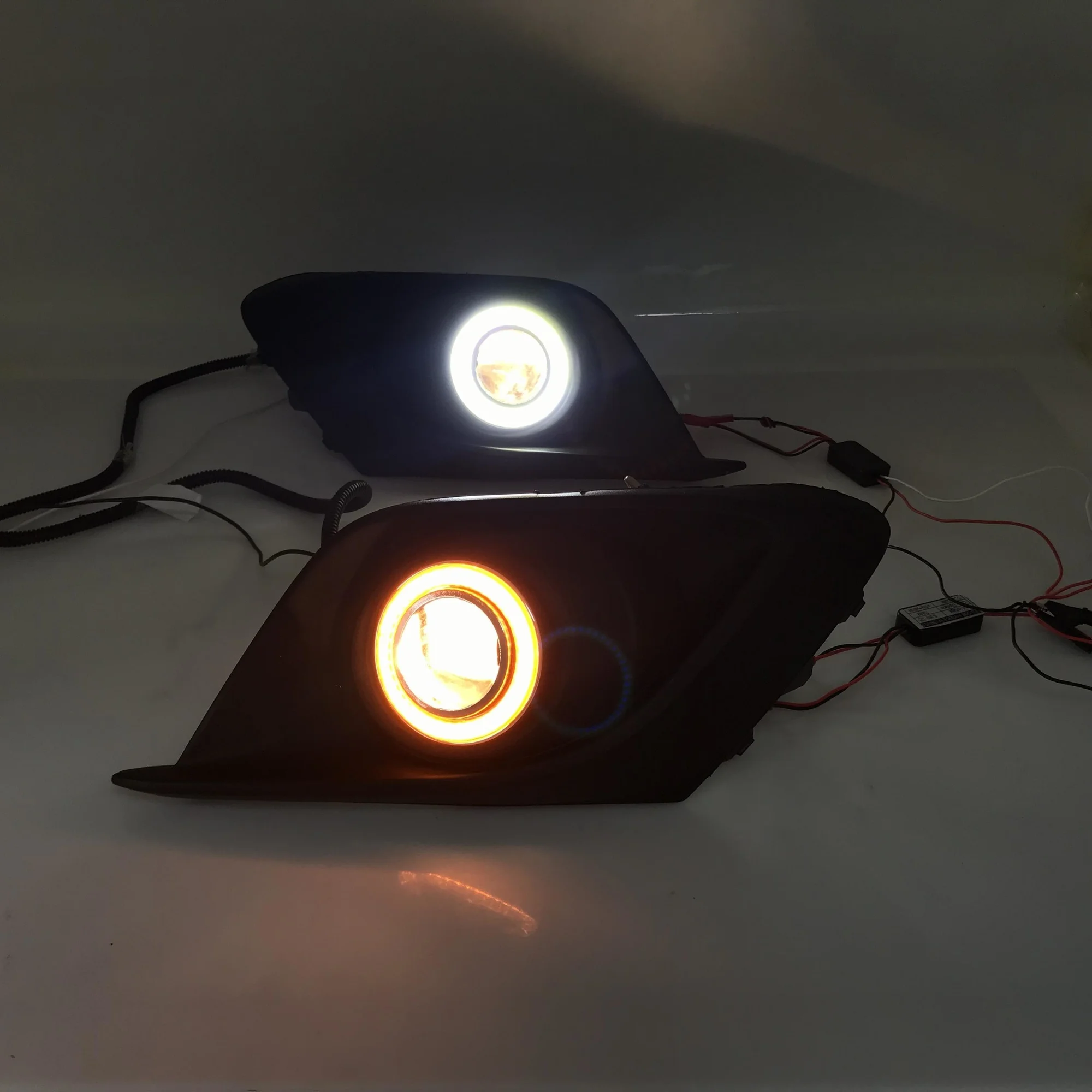 Osmrk-Conjunto de luces antiniebla de conducción para mazda 3, axela 2014-16 cob, Ojo de Ángel, luces led de circulación diurna, control por aplicación