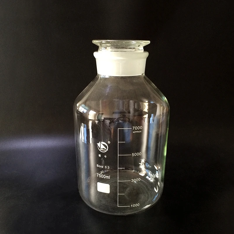 Reagent bottle,Wide mouth,Clear,Boro. 3.3 glass,Capacity 7500ml,Sample Vials