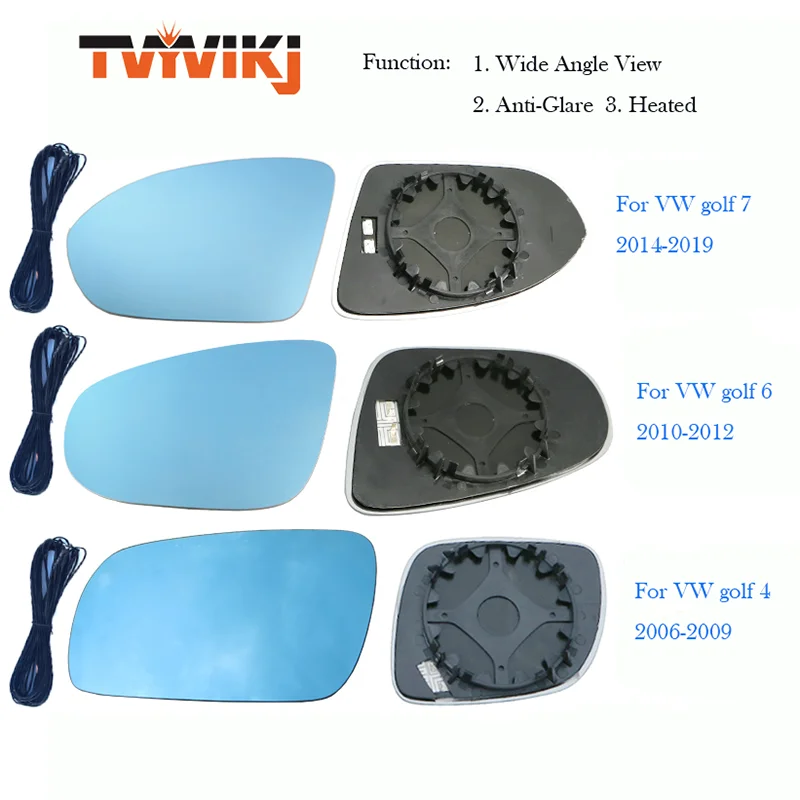 

TVYVIKJ Side Rearview Mirror Blue Glass Lens For VW golf 2006-2019 Three generation Wide Angle View anti glare door mirror Wing