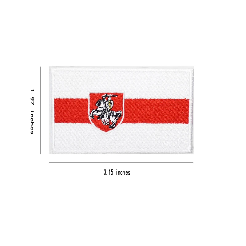 Belarus White Knight Pagonya Flag Full 100% Patch  Embroidery For Vest Hat Jeans Iron On  Badge Tag 8*5 cm Accessories DIY